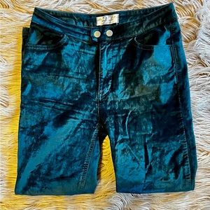 Free People Emerald Green Velvet Pants Size 27